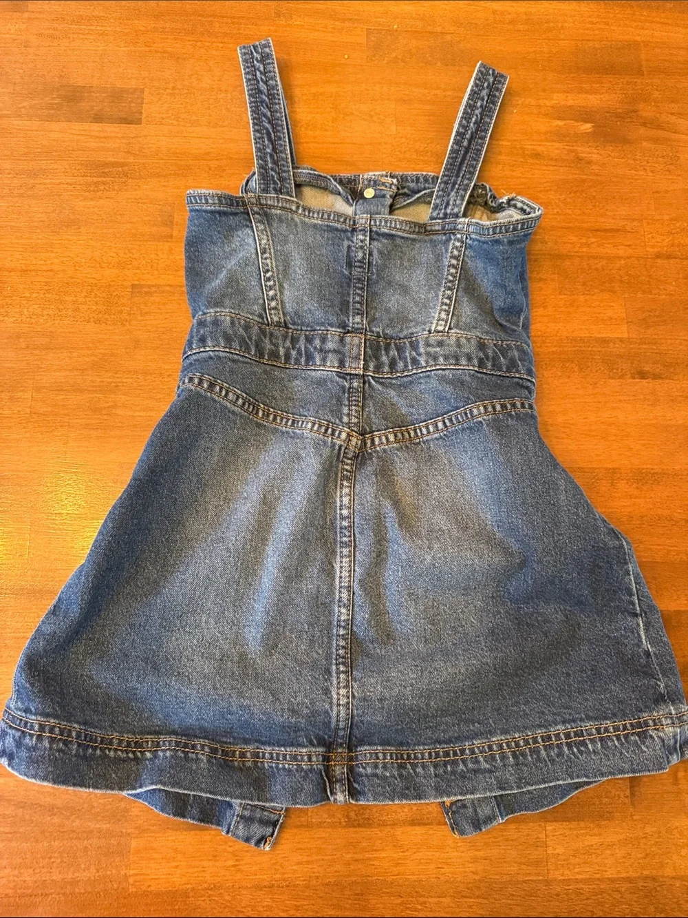 Girls Gap Denim Button-Front Pinafore Dress - Blue